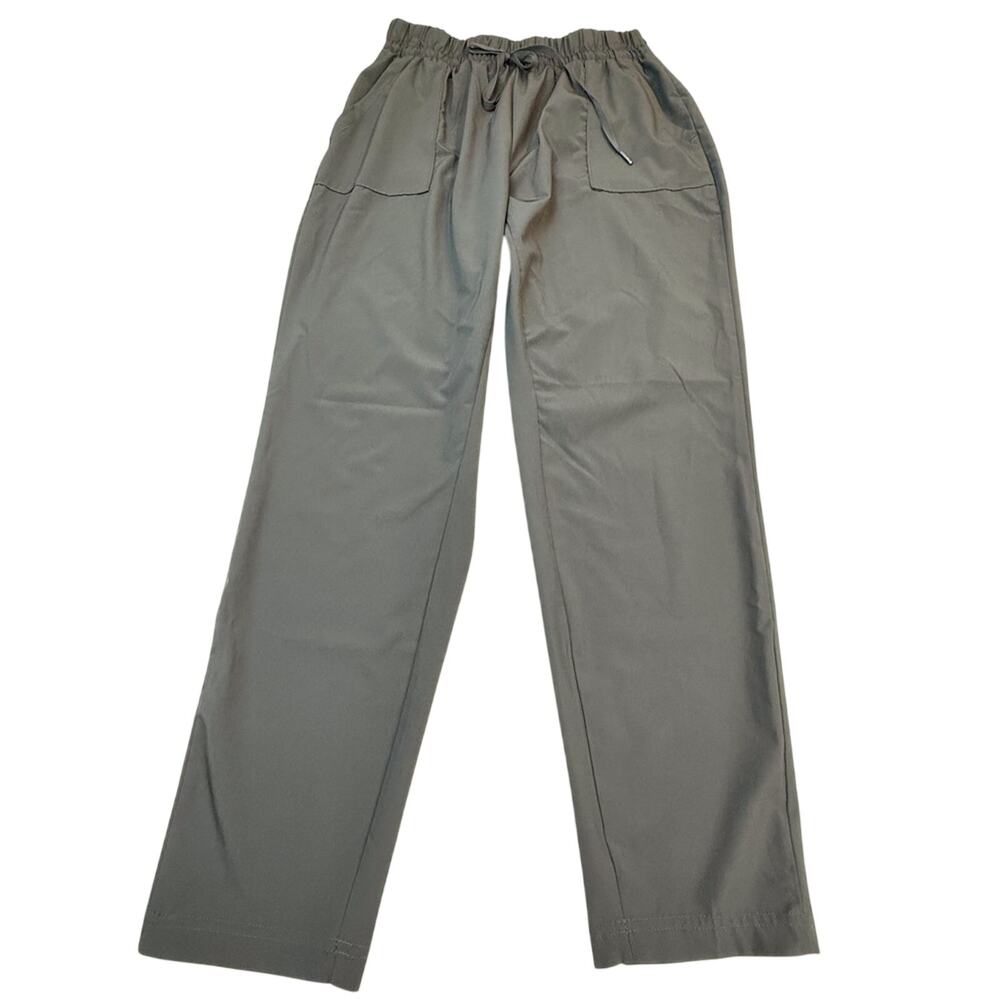 Apana Green Activewear Pants Patch Pockets Elastic Waist Sporty Wrinkle Free - Picture 11 of 16